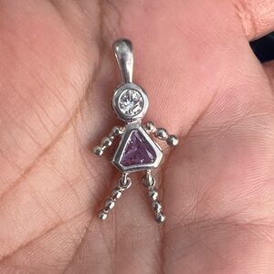 925 Silver Cz and Purple Pendant